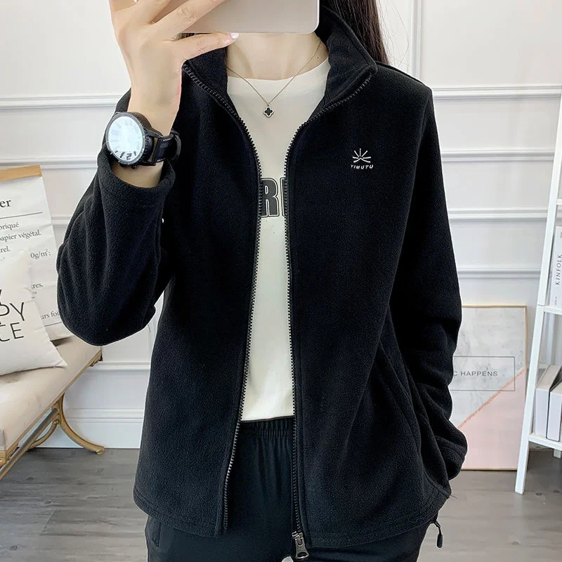 Outdoor Fleece Jacket New Fleece Jacket Women's Sprinter Jacket Medium Thickness Spring Autumn Winter Fine Velvet Insulation Top