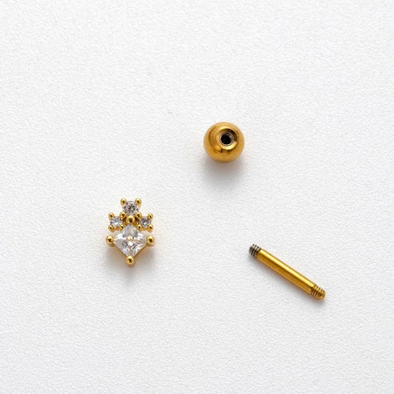 1Piece 20G Stainless Steel Zircon Cartilage Earring for Women 2023 Fashion 1.2mm Double-ended Screw Ear Studs Piercing Jewelry