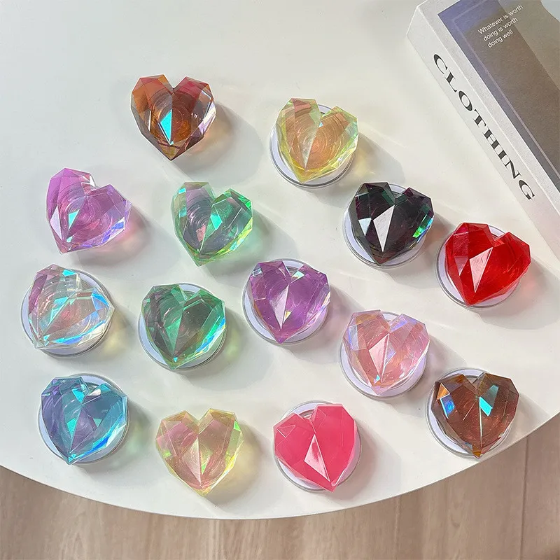 

3D Glass Love Crystal Mobile Phone Smartphone Holder Griptok Support For IPhone 16 17 Tok Handband Finger Stand Holder