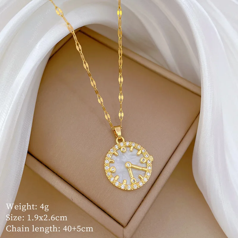 Collane con ciondolo orologio semplice alla moda per donna Accessori classici per gioielli in acciaio inossidabile Regali per l'amante