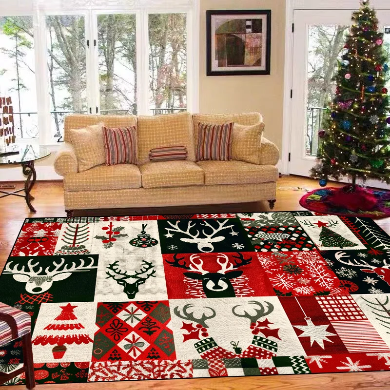 Light Luxury Christmas Decorative Rug for Living Room New Year Home Decoration Bedroom Carpet Soft Non-slip Mat for Children 러그