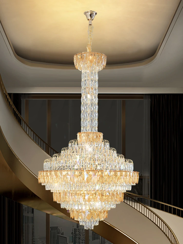 Professional Custom Decoration Lobby Luxury Crystal Large Chandelier Big Hotel Project LED Chandelier Lighting