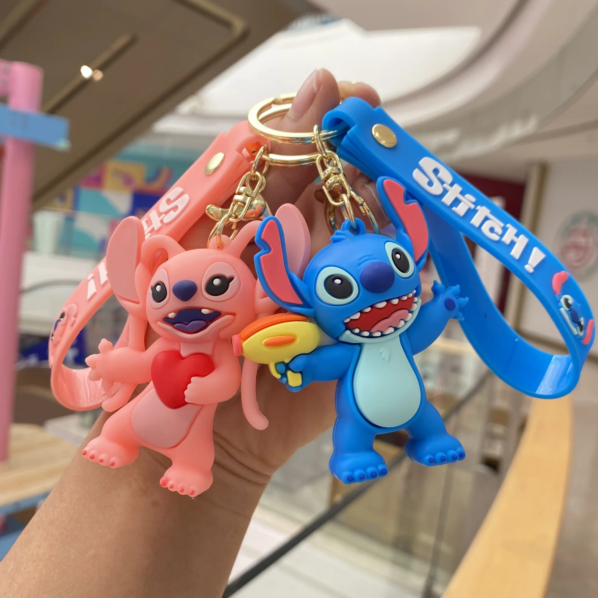 

Wholesale Disney Anime Stitch Pendant Keychains Holder Car Key Chain Key Ring Mobile Phone Bag Hanging Jewelry Gifts