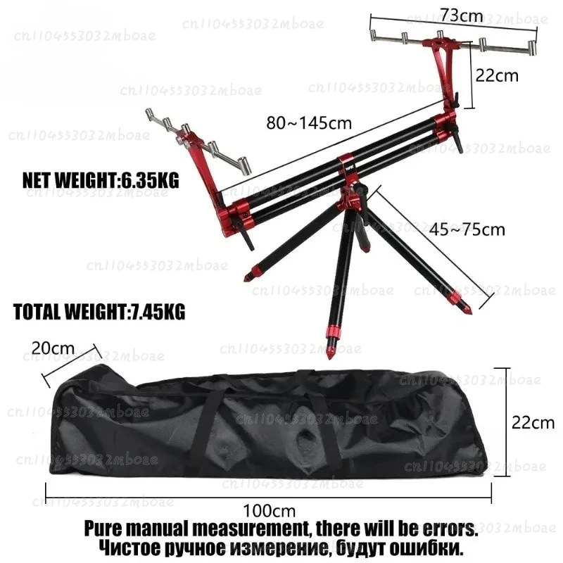 Retractable Folding Full Metal Aluminum Alloy Fishing Rod Holder 5 Heads Triangle Bracket High Strength Wholesale