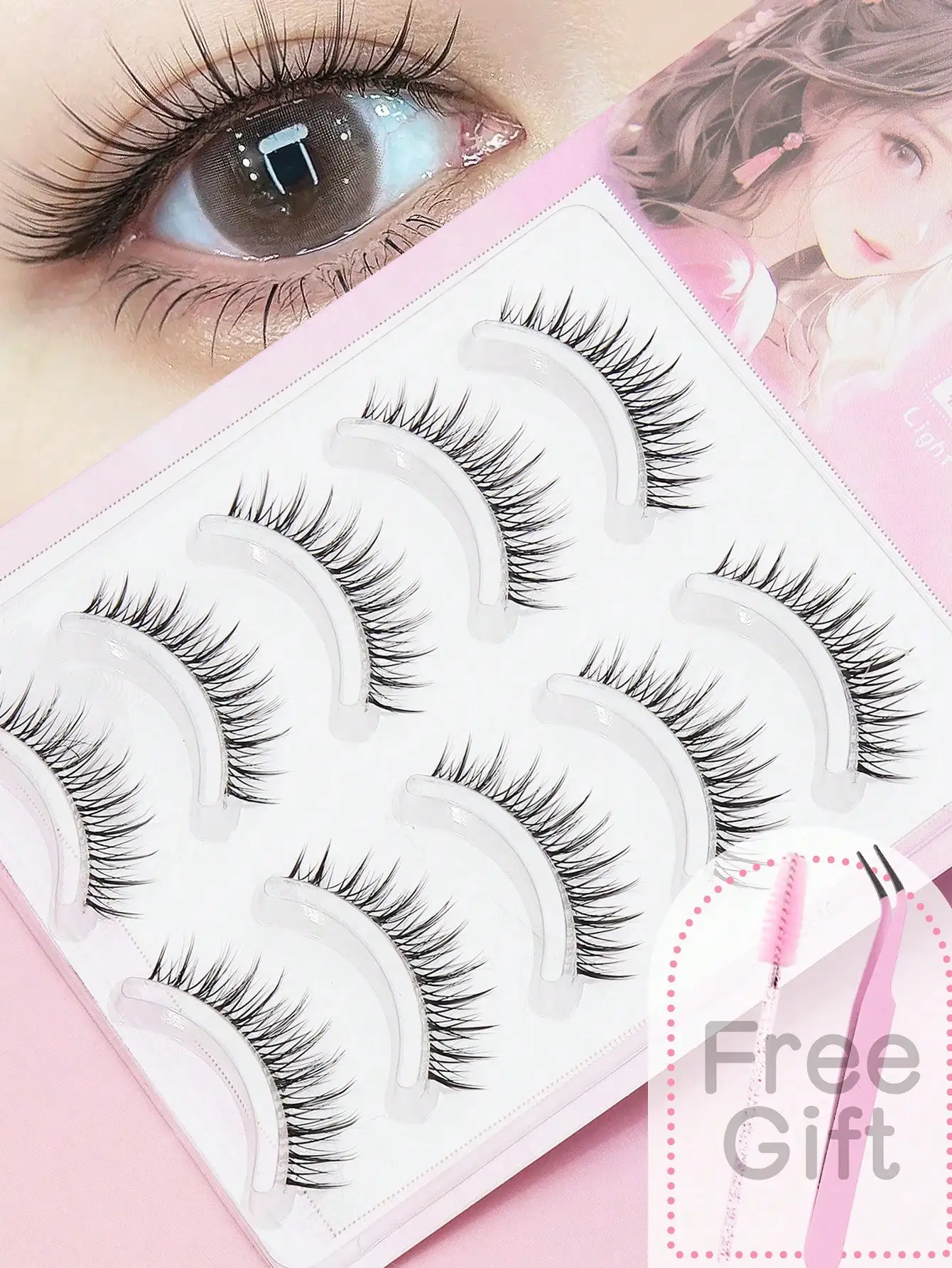 AYRMILLA 5 pairs of new natural false eyelashes, fluffy and soft, made of 3D mink fur material, long and silky, suitable for daily work, meetings and other occasions, comfortable and natural to wear.