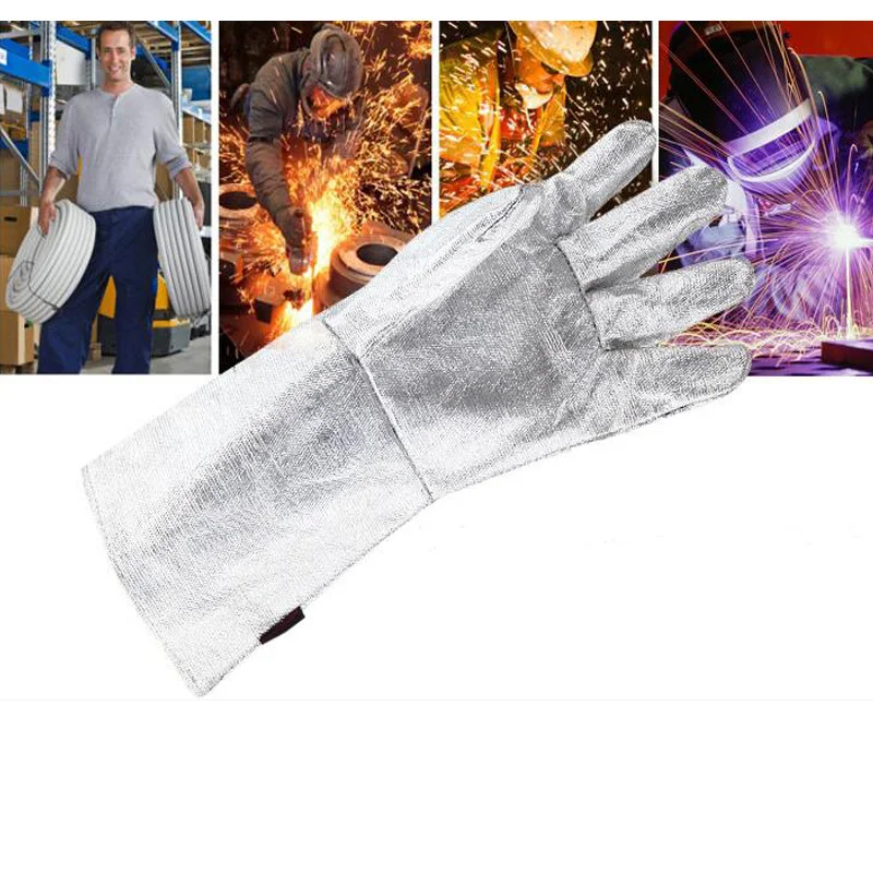 Gants d'isolation thermique en feuille d'aluminium, Anti-brûlure, de qualité industrielle, pour four, résistant à la chaleur, de sécurité