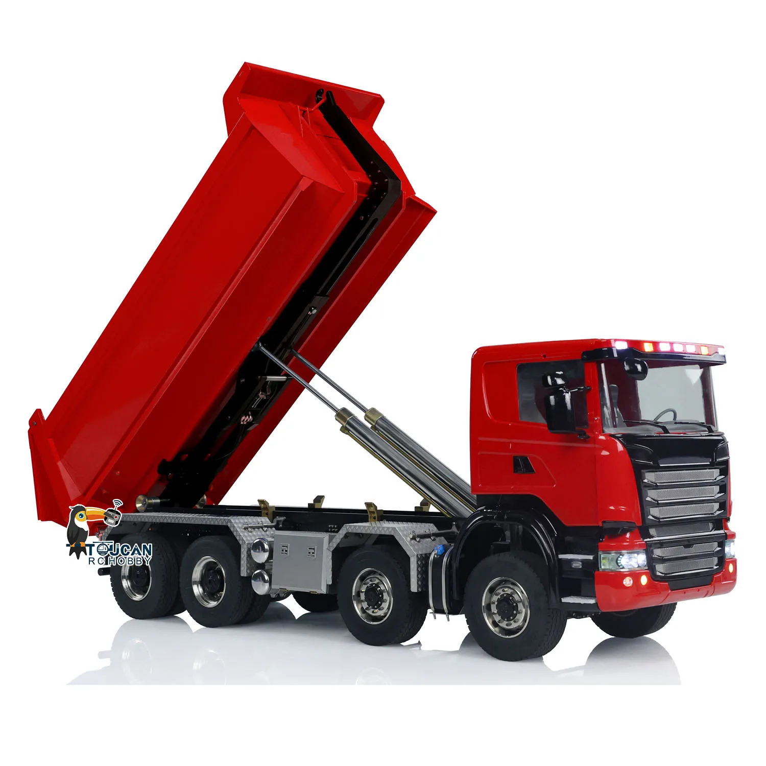 

1/14 RC Hydraulic Dump Truck 8x8 Metal Dumper Car 3-speed Gearbox Differential Lock Axles Tipper Truck Model Toys Gifts TH23910