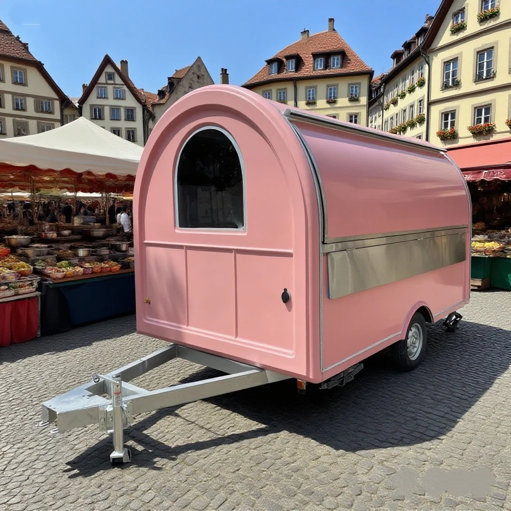 

Food Kitchen Trailer Mobile Pizza BBQ Grill Full Equipment Restaurant Food Truck with Air Conditioner Square Food Cart