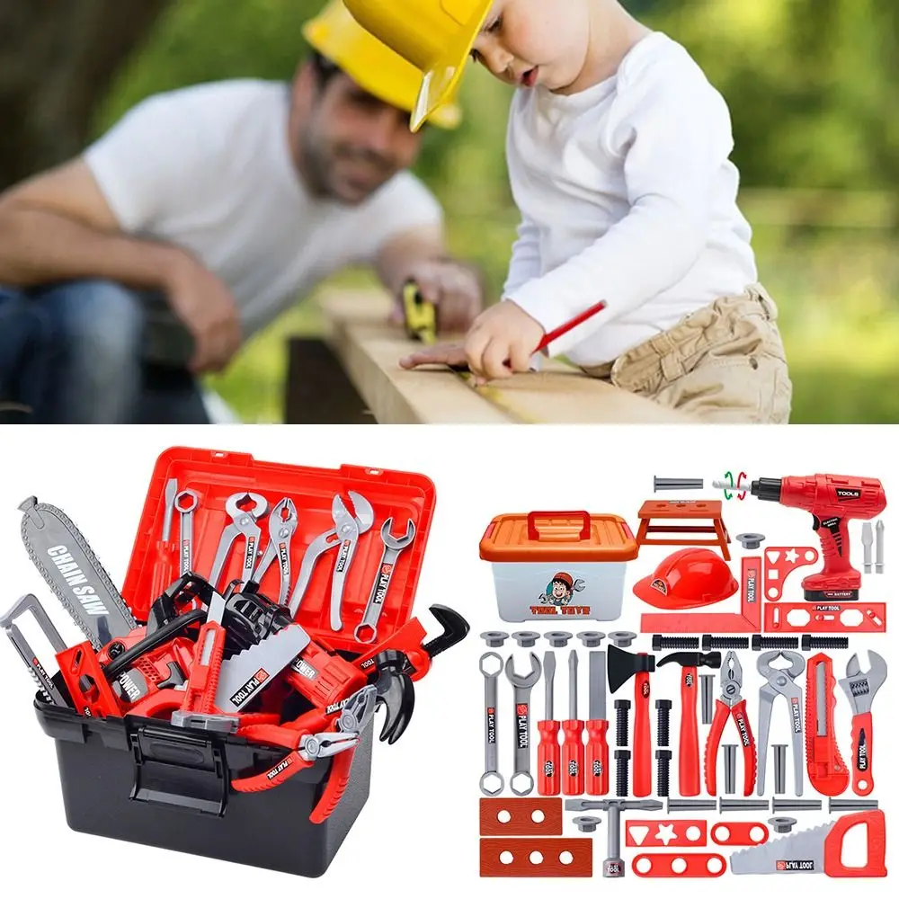 38/39/41/42/55 pièces boîte à outils rouge ensemble semblant jouer Cosplay éducation précoce outils de réparation jouet en plastique Parents-unisexe interactif