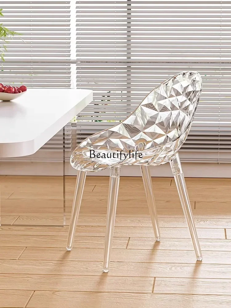 4 Nordic simple light luxury back chair acrylic crystal transparent chair