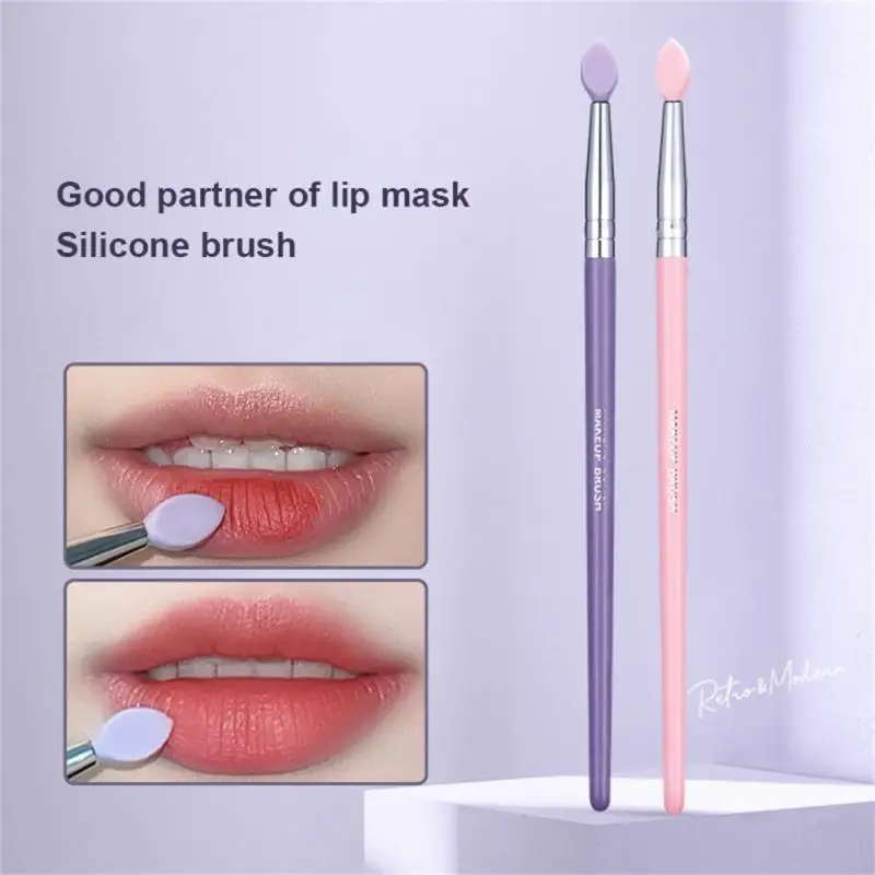 Siliconen Lipborstel Lippenstift Veeg Borstel Mini Professionele Make-Up Accessoires Platte Kop Lipmasker Borstel Make-Up Tool Draagbaar