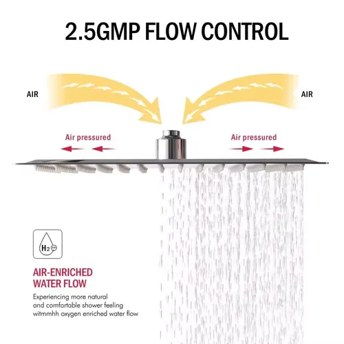 Imagen 2 del producto Cabezal de ducha de cascada de alta presión, 8 "", 10"", 12 "", negro, plateado, dorado, acero inoxidable, gran flujo, aumento de presión, ducha de baño