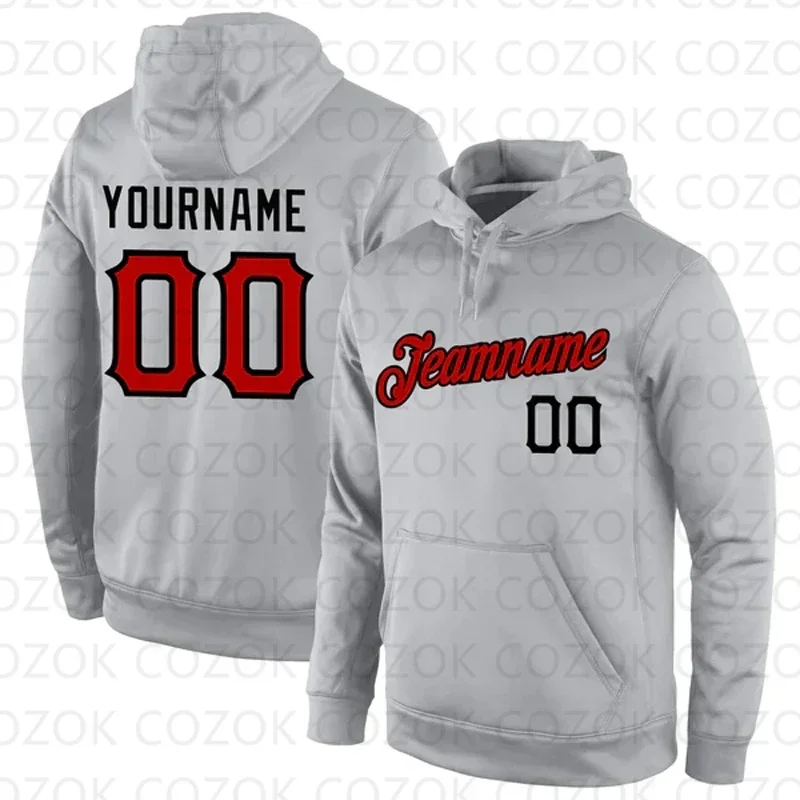 

Customized Hoodie Gray Red Jersey 3D Printed Unisex Pullovers Hoodie Casual Sweatshirts