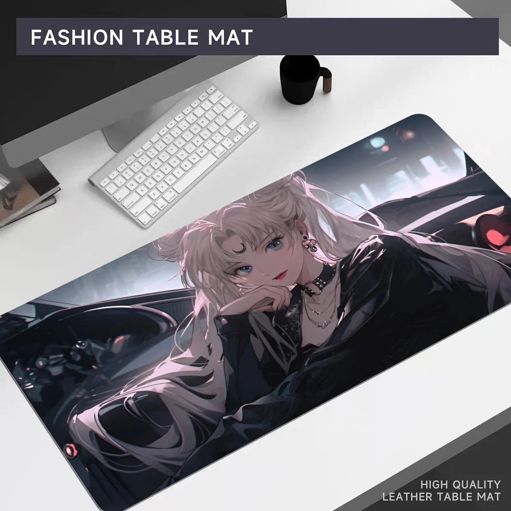 S-Sailor-MOON Mousepad 80x30cm XL Lockedge Office Computer Desk Mat Table Keyboard Big Mouse Pad Laptop Cushion Girls Bedroom