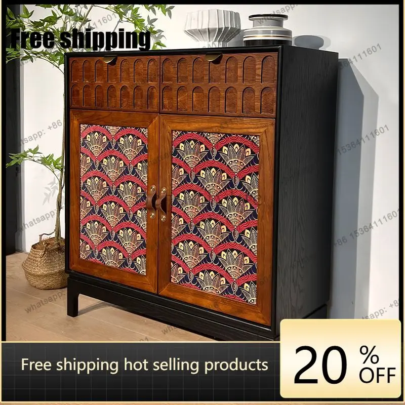 LD antique creative painted decorative entrance cabinet solid wood living room wall locker