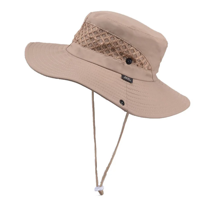 Men Women Wide Brim Travel Beach Sunscreen UV Outdoor Sport Flanging Fishing Cap Summer Mesh Foldable Sun Fisherman Hat R22