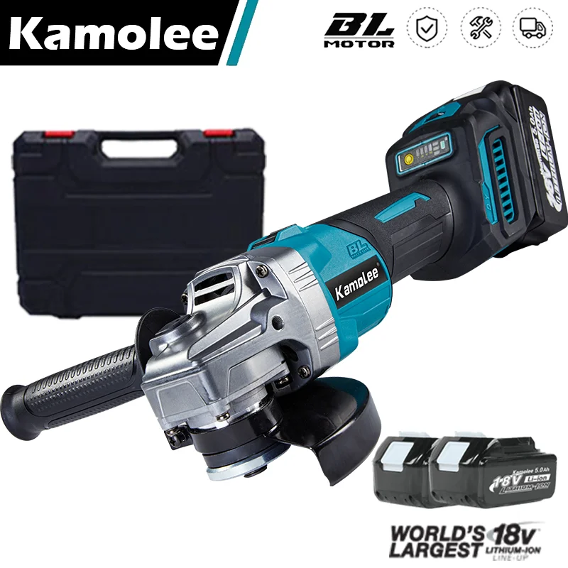 

Kamolee 125MM 5 inche 18500RPM Brushless Cordless Angle Grinder 6 Speed Cutting Compatible For Makita 18V Battery