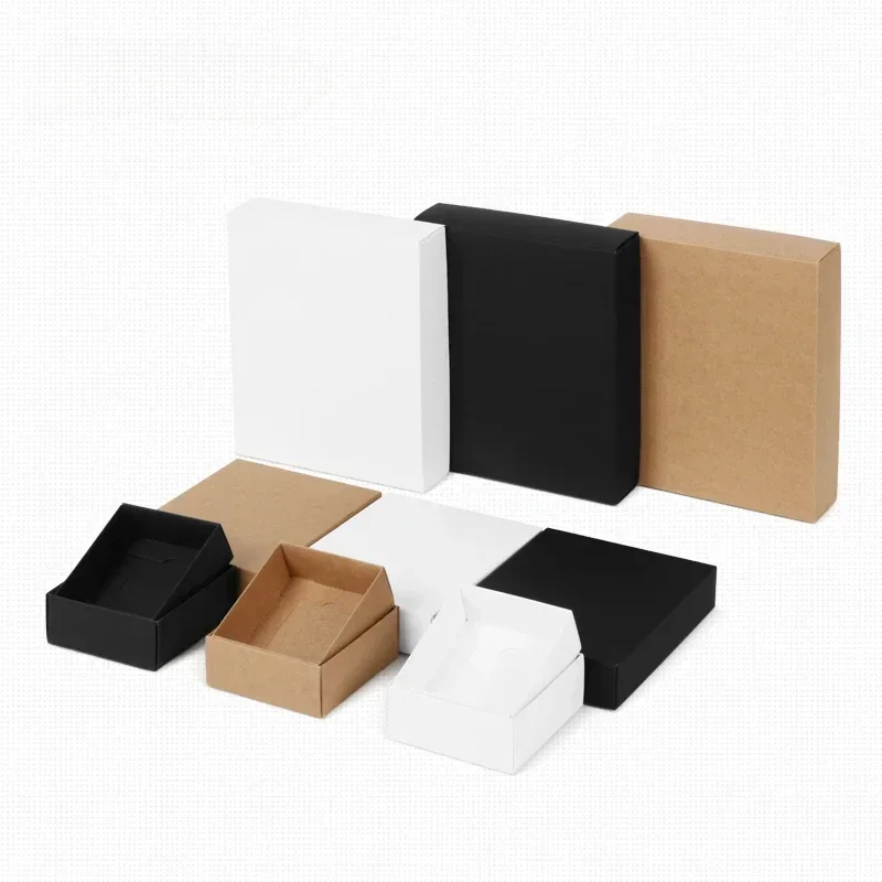 10pcs Kraft White Gift Packaging Box Kraft Blank Carton Paper Gift Paper Box With Lid Gift Carton Cardboard Box