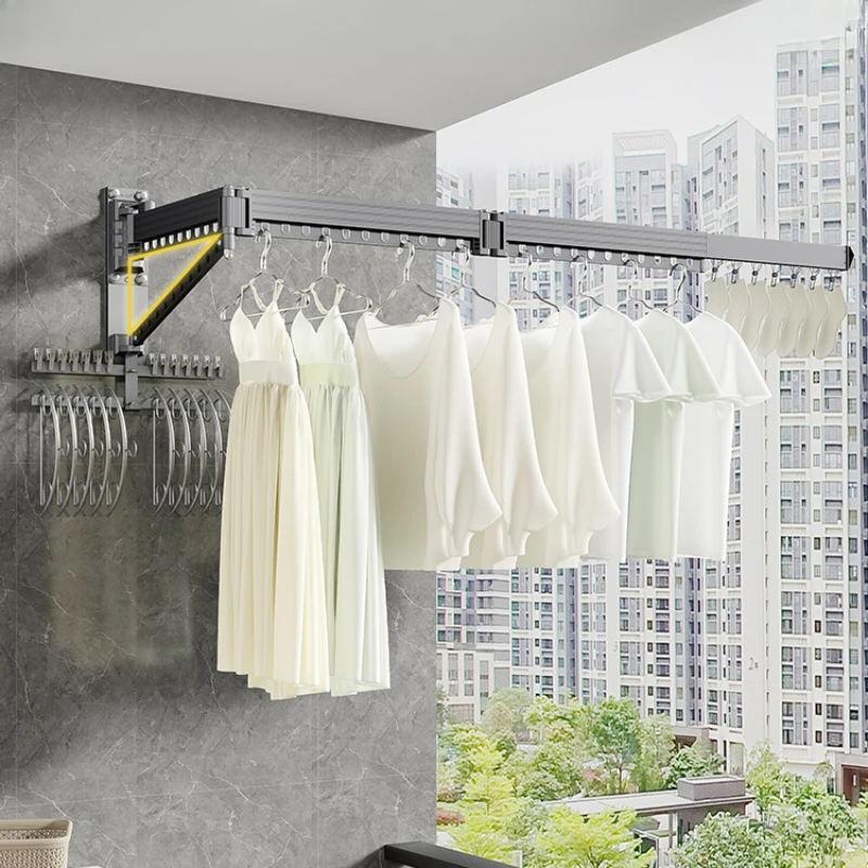 Clothes Hanger Folding Balcony, Household, Telescopic, Invisible Wall Hanging, Quilt Drying God, Indoor, Window, Outdoor