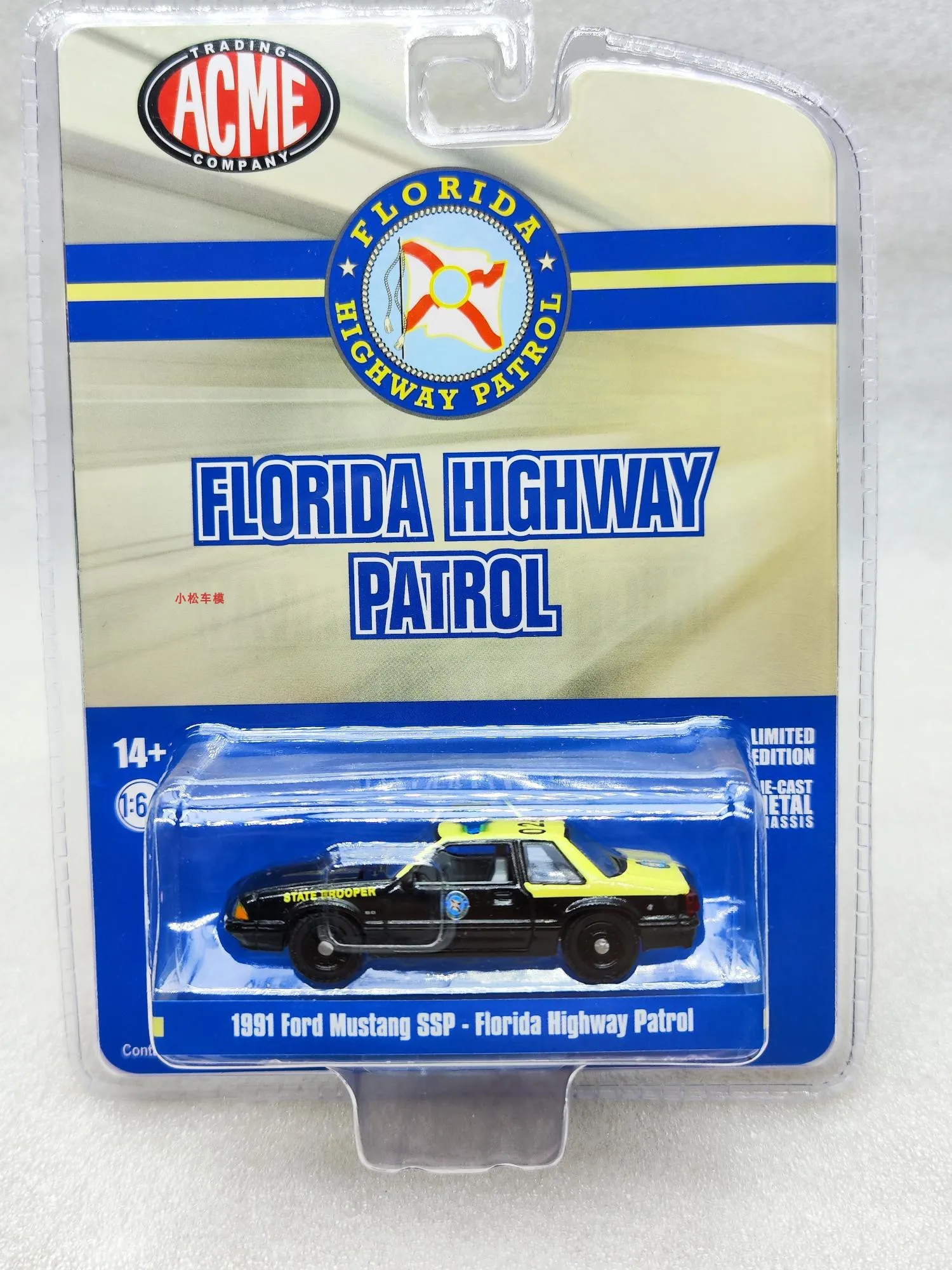 ACME 1:64 1991 Ford Mustang SSP - Florida Highway Patrol Diecast Alloy Car Model Collectible Gift