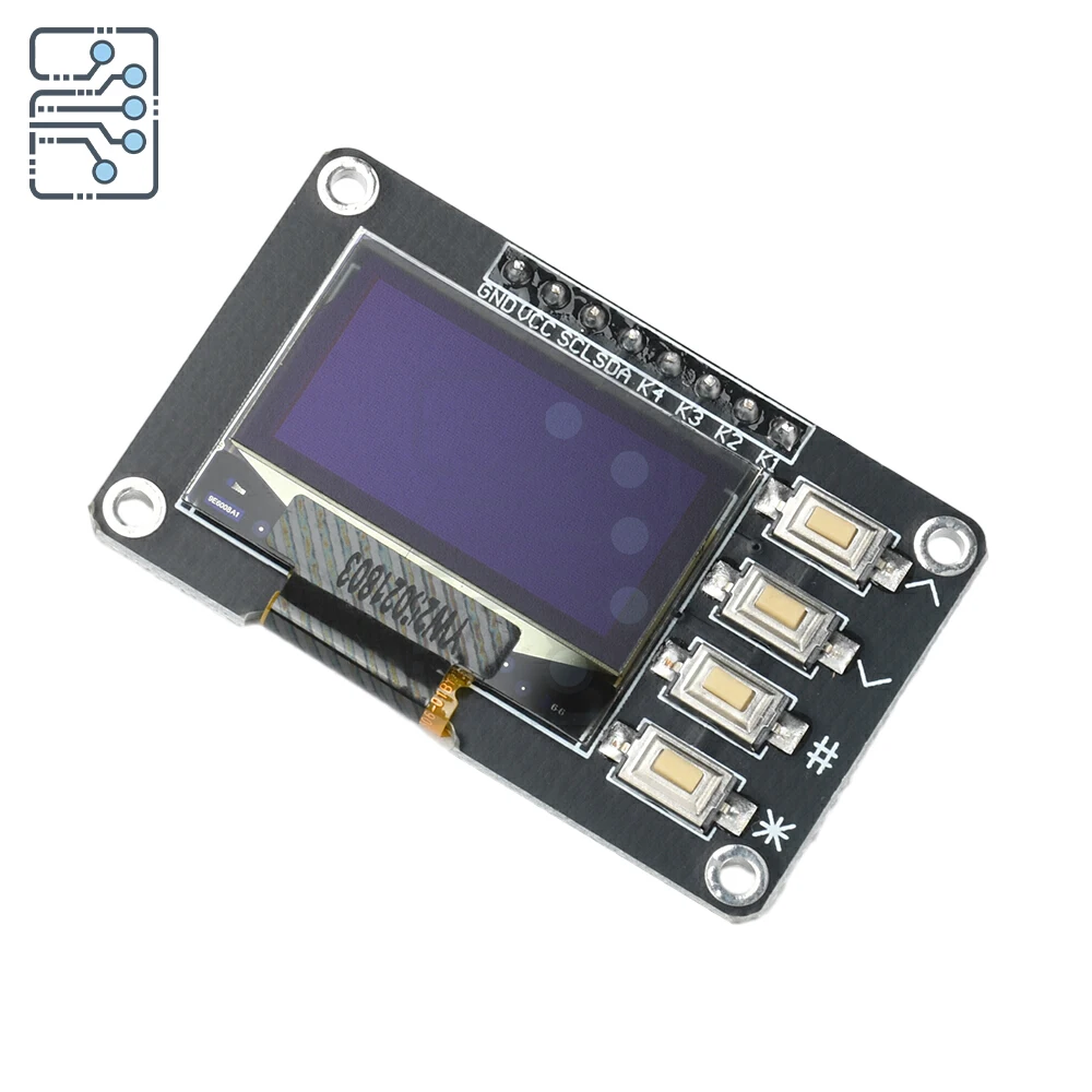 Tela OLED de 0,96 polegadas IIC Branco/Azul 12864 com 4 Botões Display OLED SSD1306 SSD1315 Display OLED I2C para Arduino