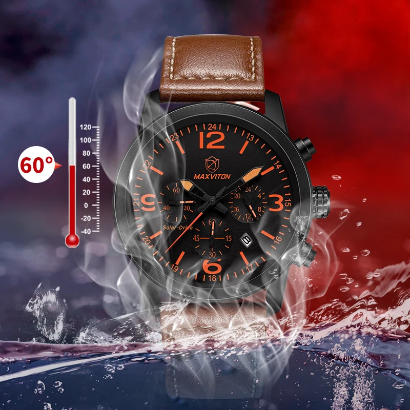 

Maxviton Men's Large Dial Military Watch, Luminous Waterproof Solar Multifunctional Outdoor Sports Wristwatch