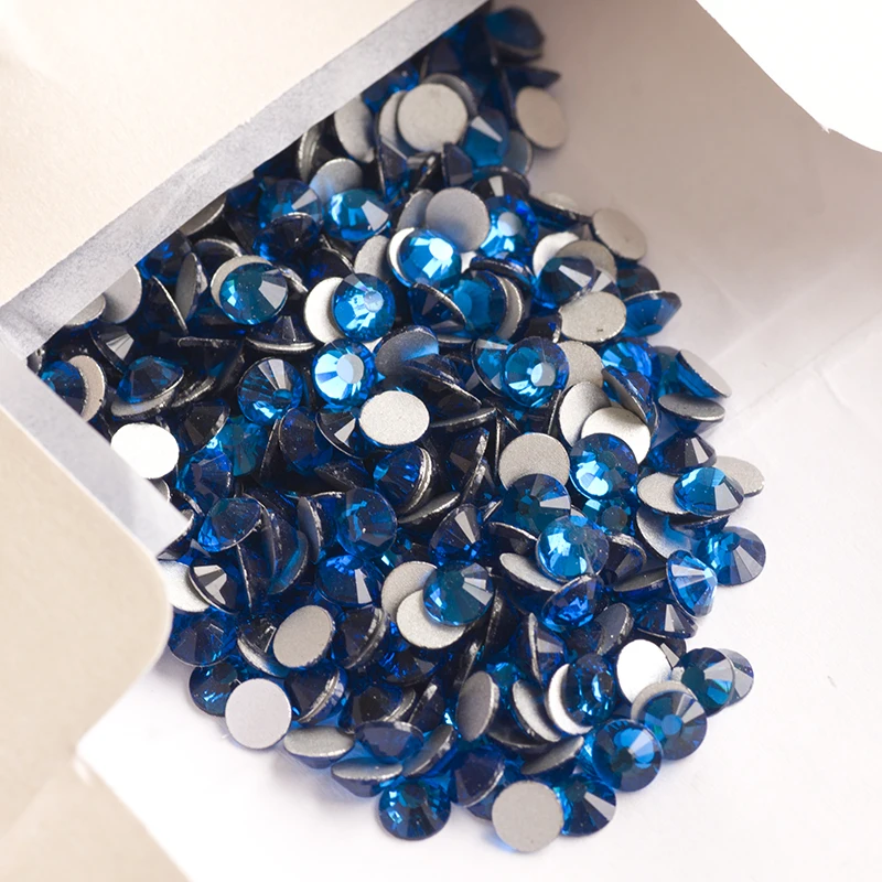 Capri Blue Non Hotfix Crystals Flatback Nail Art Glass Rhinestones DIY Accessories Round Stones For Dancing Dress Decoration