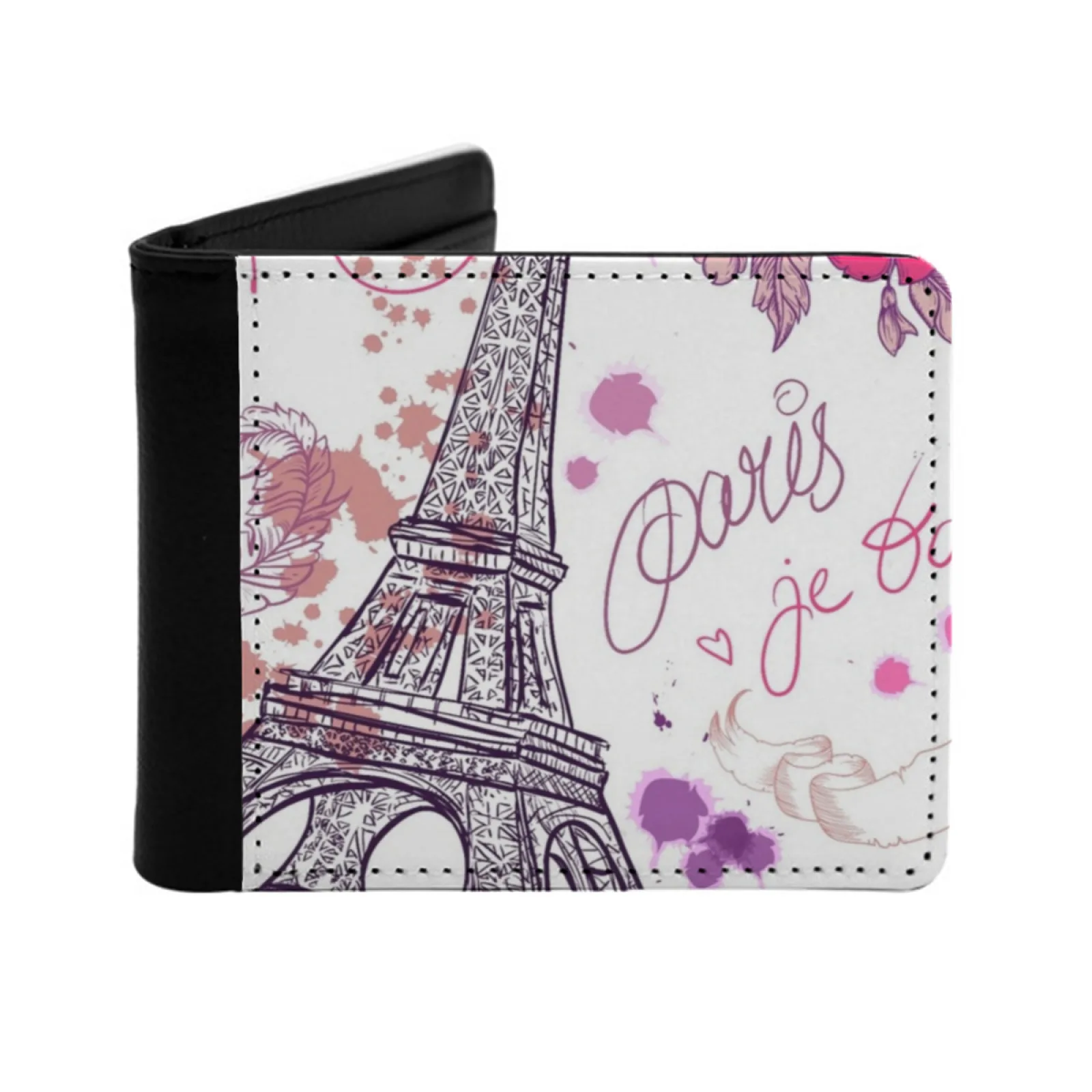 

Крутой французский дизайн с Парижскими достопримечаниями и поговорками Короткие мужские кошельки Держатель для кредитных карт Ретро-кошелек Мужской из искусственной кожи