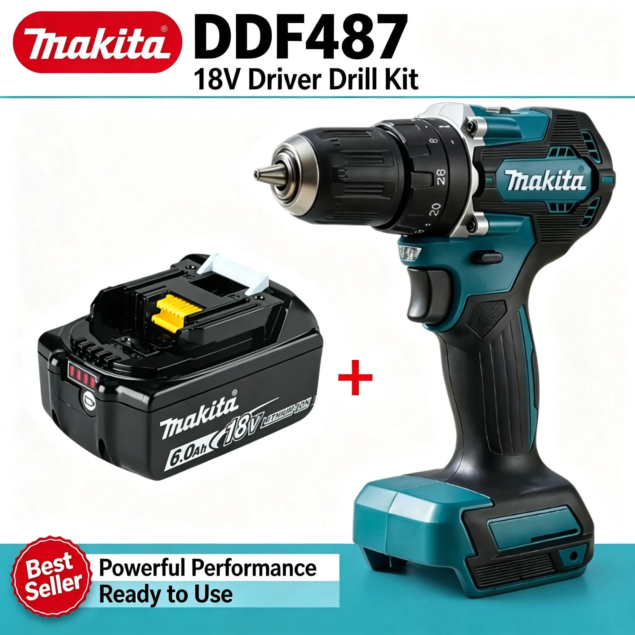 Nuovo Trapano Avvitatore a Batteria Makita Originale DDF487 18V Avvitatore a Impatto Elettrico Brushless Utensile Elettrico Ricaricabile Solo Utensile