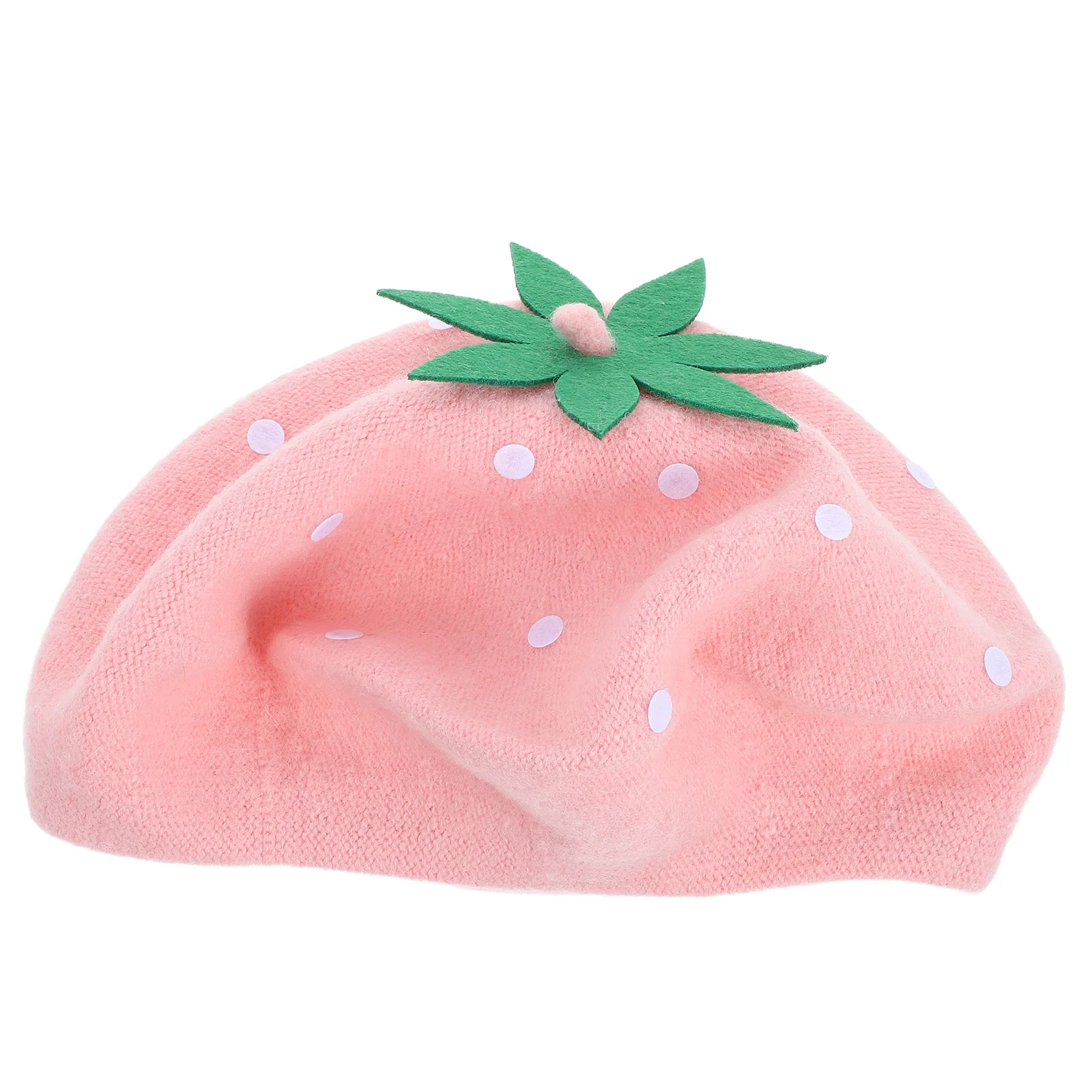 

Strawberry Beret Hat Women Pink Wool Blend Cap Cute Furry Bucket French Style Accessories Girls Grace Miss