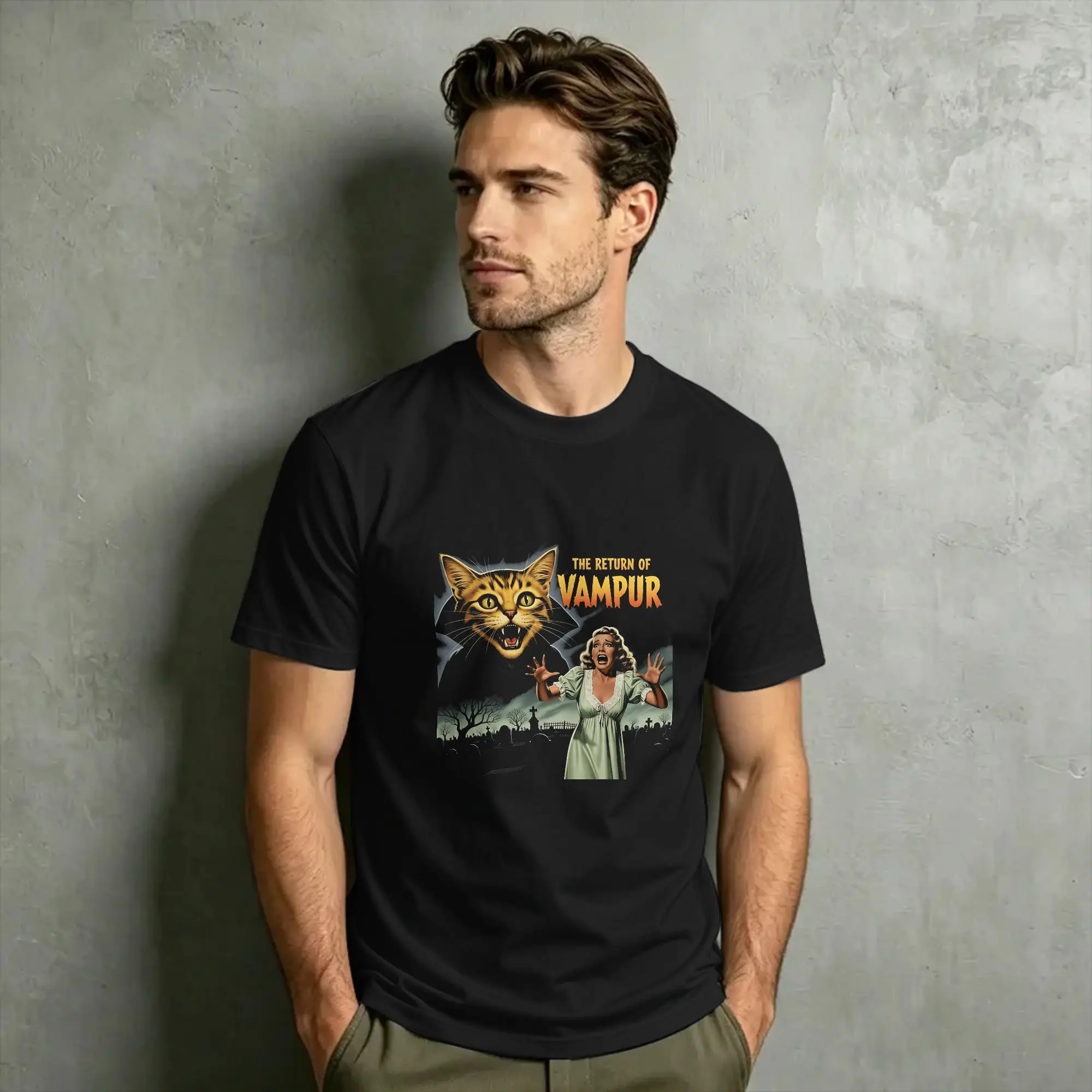 The Return of Vampurr Men T Shirts  Vintage Tee Shirt Short Sleeve Crewneck T-Shirts Pure Cotton Plus Size Clothes