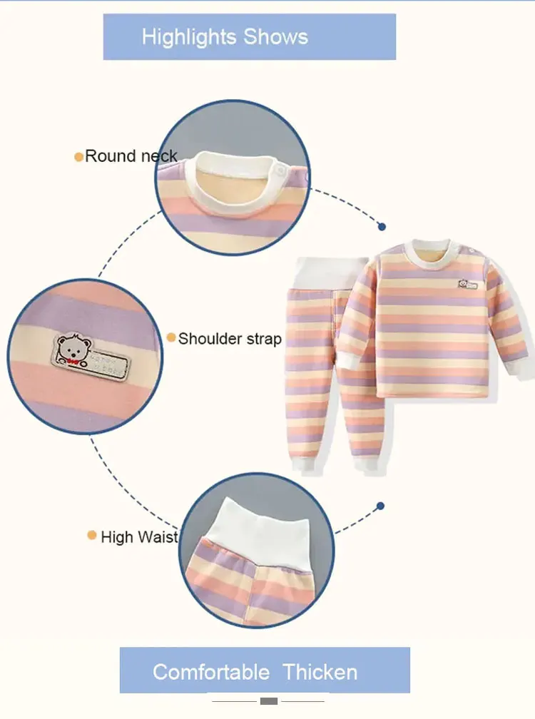 Verdicken Warme Plüsch Kinder Sets Kinder Kleidung Junge Mädchen Unterwäsche Anzüge Herbst Winter Kinder Kleidung – Detail 4