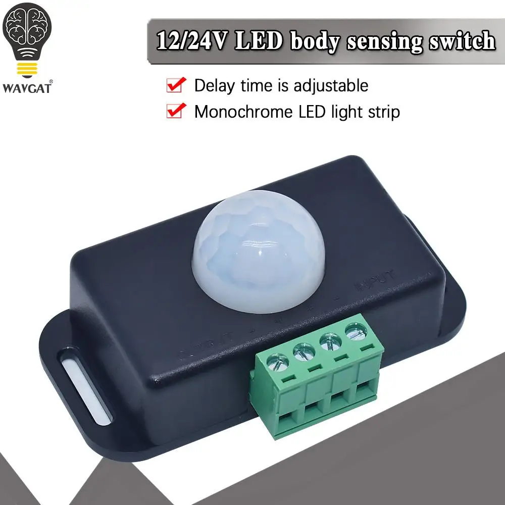 DC 12V 24V 8A Automatic Adjustable PIR Motion Sensor Switch IR Infrared Detector Light Switch Module for LED Strip Light Lamp