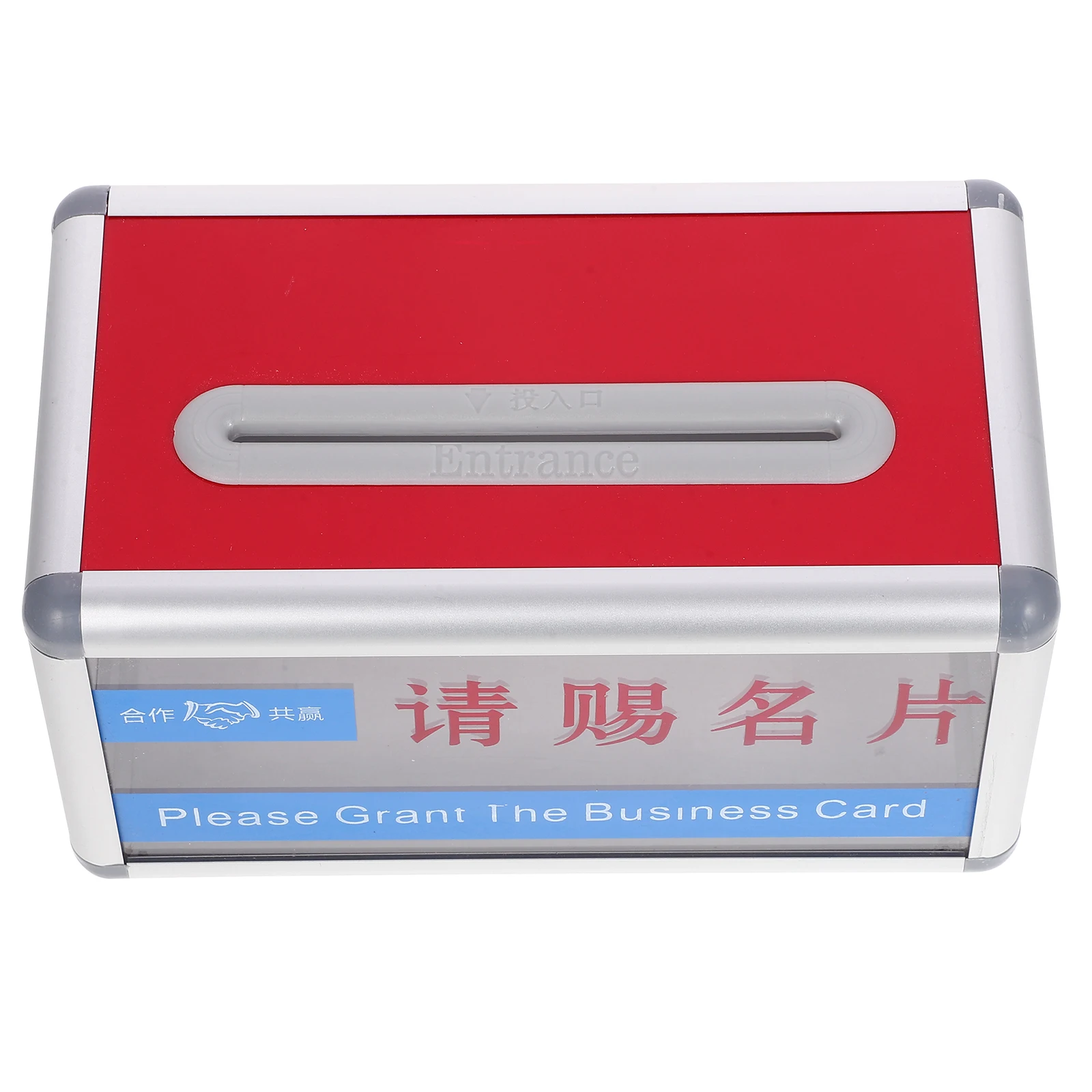 

Aluminum Business Card Holder Transparent Cards Box Office Use Large Capacity Storage Container Multi Function