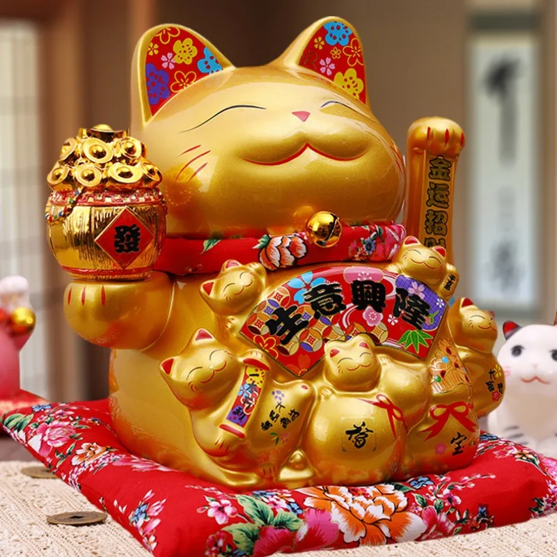 Imagem -02 - Cerâmica Golden Hand Lucky Cat Decoração Automática Loja Abre Negócios Prósperos