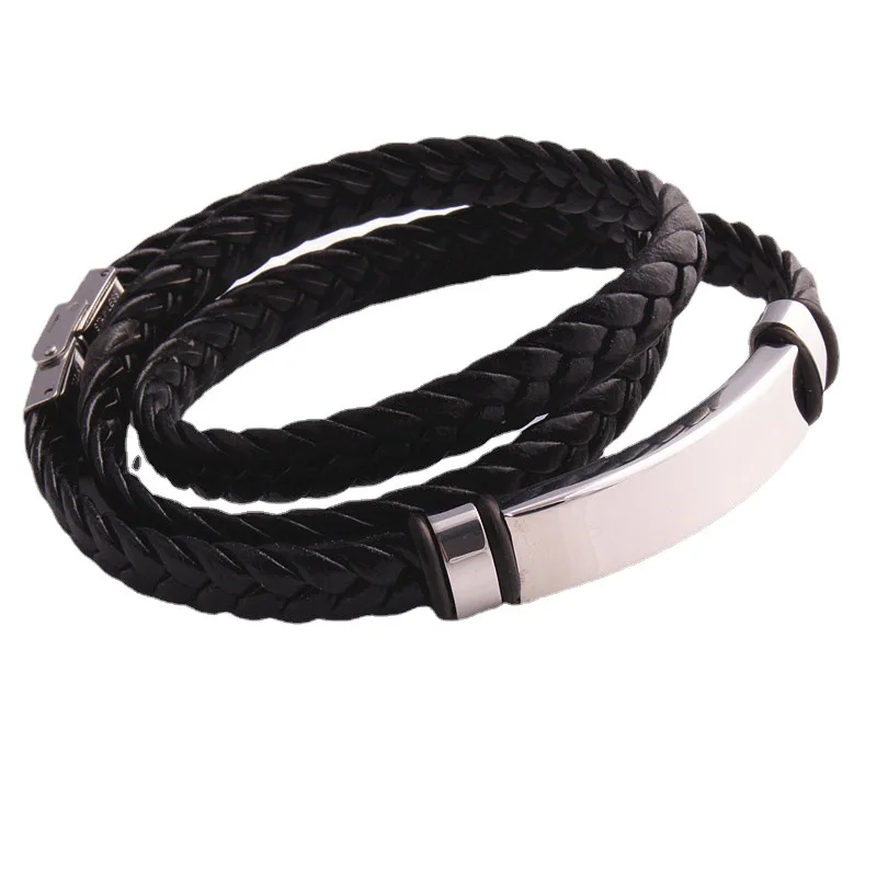 Trendy Retro Long Multi-layer Leather Braided Bracelet Fashion Charm Man Bracelet Hip Hop Punk Jewelry Accessories Party Gift