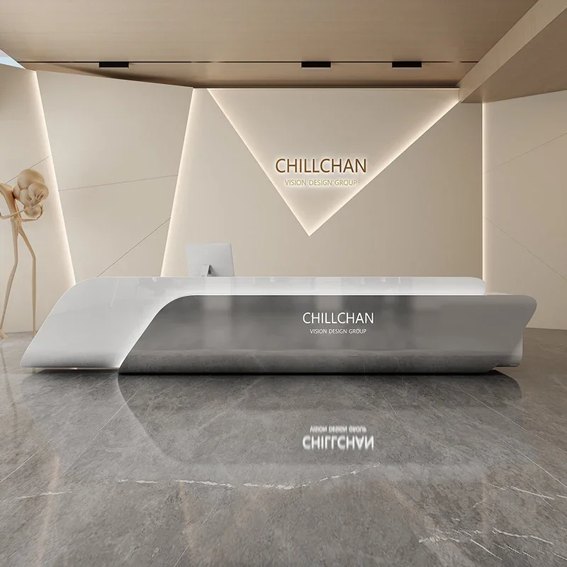 مكاتب الاستقبال الحديثة الخروج أمين الصندوق مكافحة الجمال أدراج تخزين الكمبيوتر الاستقبال الجمالي أثاث صالون Mostrador #4