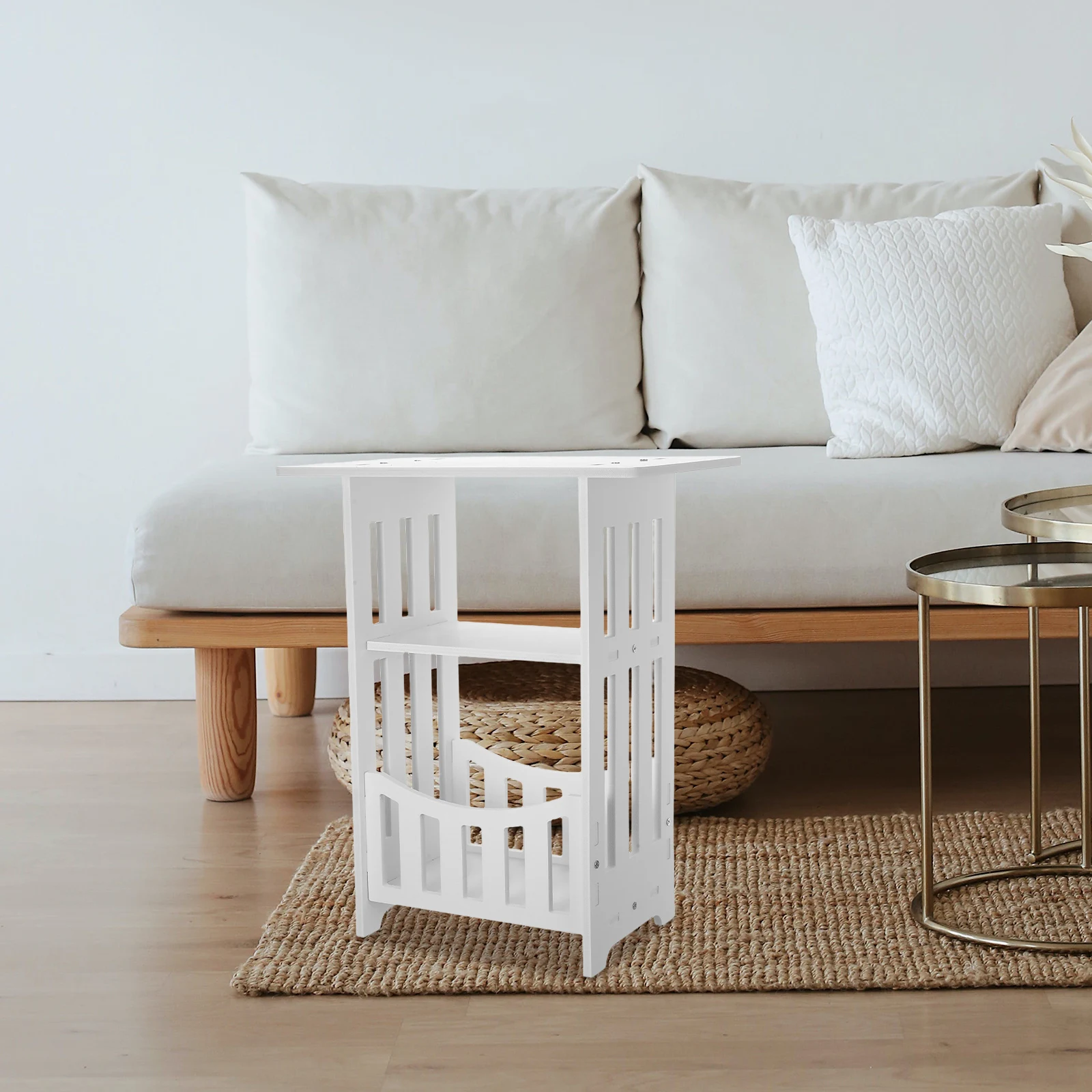 

Modern Simple Bedside Table For Bedroom Small Space Furniture Side Table With Shelf Storage Books Lamps Decorative Nightstand