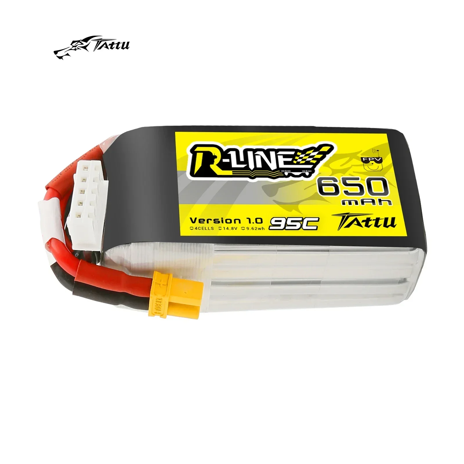 Bateria Lipo 4S TATTU 95C 14,8V 650mAh com plugue XT30 RC Power para 100 a 150 tamanho FPV pequeno quadro de drone