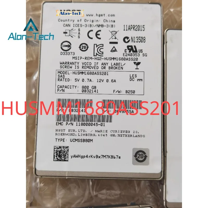 Movimentação de estado sólido do SSD de HUSMM1680ASS201 do SAS, HUSMM16, 800G, 1.6T, MLC, 10DWPD, resistência alta