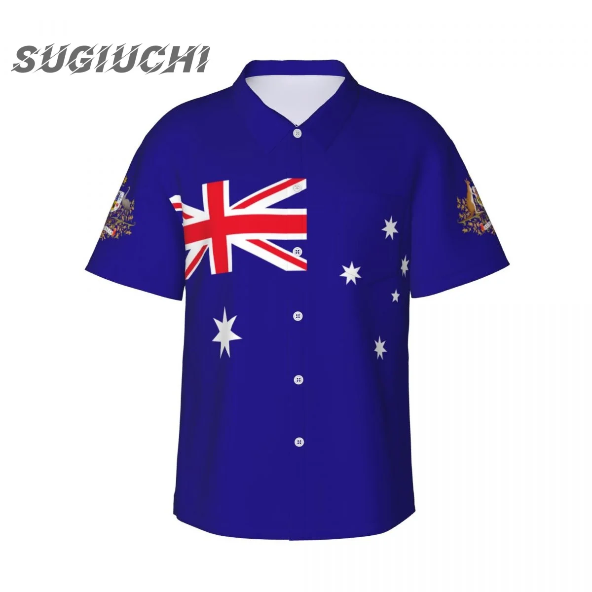 

Flag Of Australia 3D Hawaiian Shirts for Men Short Sleeve Beach Shirt Floral Summer Casual Button Down Clothes