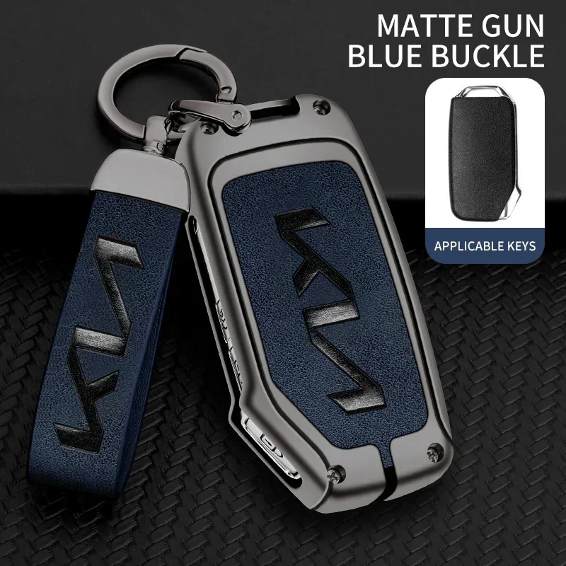 

Чехол-накладка из цинкового сплава с кожаными элементами и логотипом для ключей Kia Sportage 2023-2024, Ray, Sorento, Soul, Telluride, Cerato 2020, K5, K8 2022