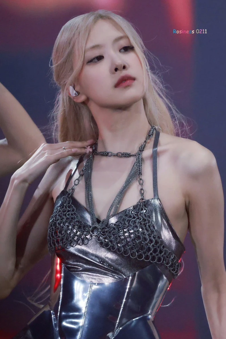 

Silver Dress with Chest Chain for Dance Performance Stage Hip Hop Show Park Cho Young Designed Women's Ethnic Costume