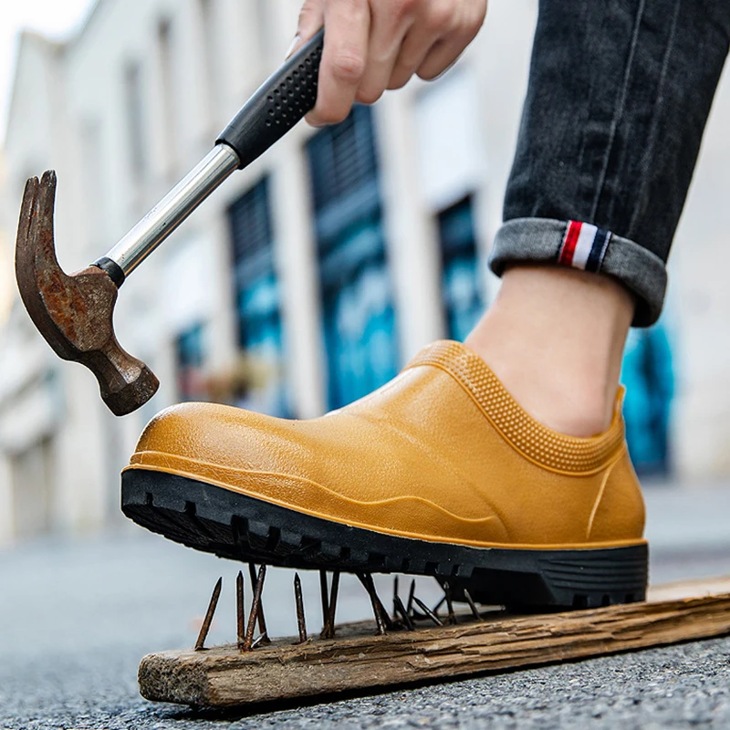 

Водонепроницаемая защитная обувь, мужские рабочие ботинки со стальным носком, противоударная, устойчивая к проколам резиновая обувь, защитные ботинки, неразрушимая обувь