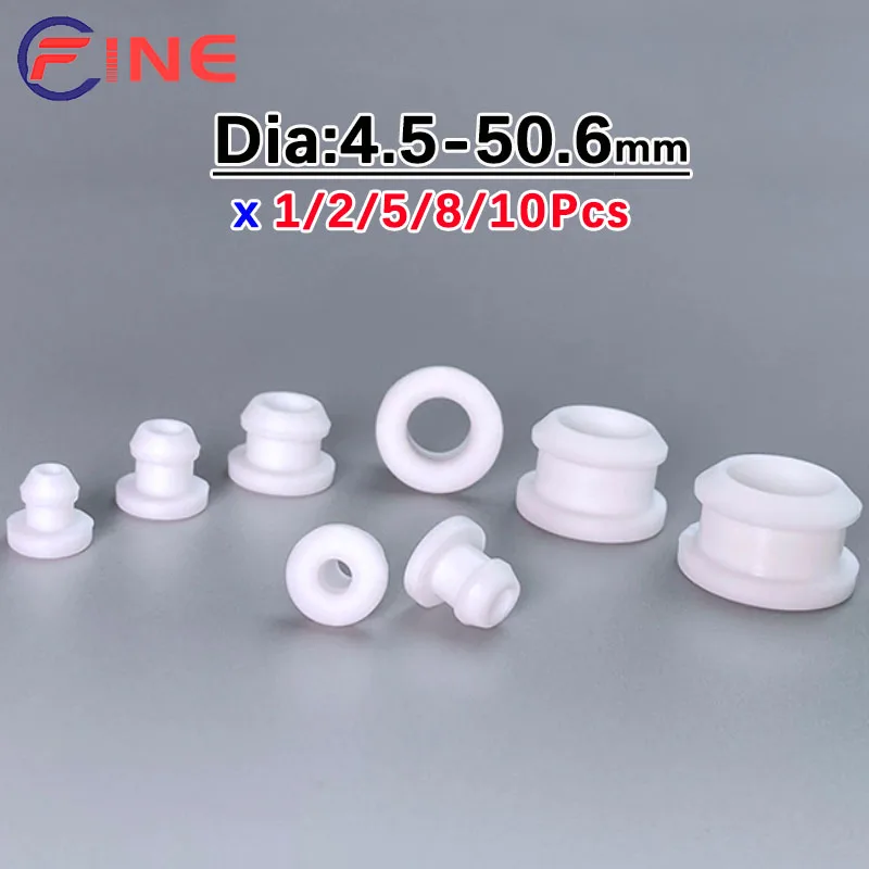 

White 4.5mm-50.6mm Silicone Rubber Snap-on Grommet Hole Plugs End Caps Bung Wire Cable Protect Bush