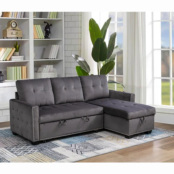 Velvet Bedroom Furniture Best Price Loveseat Sectional Pull Out Sofa Bed Storage Extendable Chaise Wood Material for Home Use