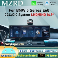 MZRD 14.9'' Android 14 Car Radio For BMW 5 Series E60 CCC CIC Multimedia Player Smart car system Wireless Carplay Android Smart