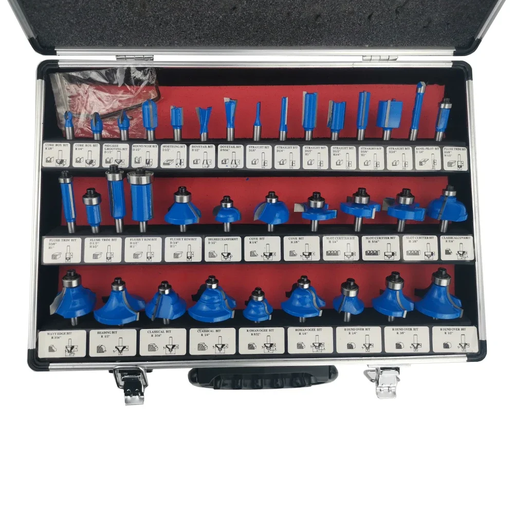 Imagem -03 - Allsome-shank Router Bit Grupo Ponta de Carboneto de Tungstênio Madeira Ferramenta Cortador Fresas para Madeira 35 Pcs
