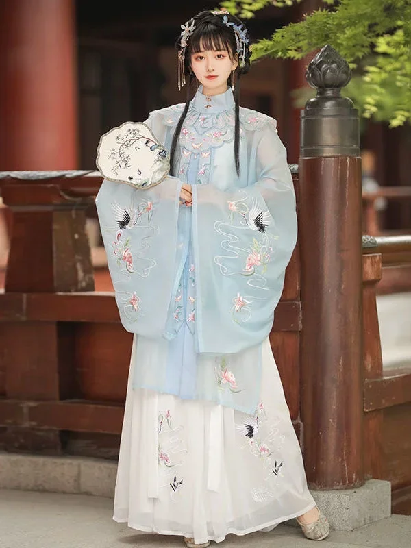 Hanfu أنثى النمط الصيني التقليدي Hanfu مينغ سلالة سحابة الكتف الوقوف طوق فستان زي القديمة الجنية بدلة أنيقة