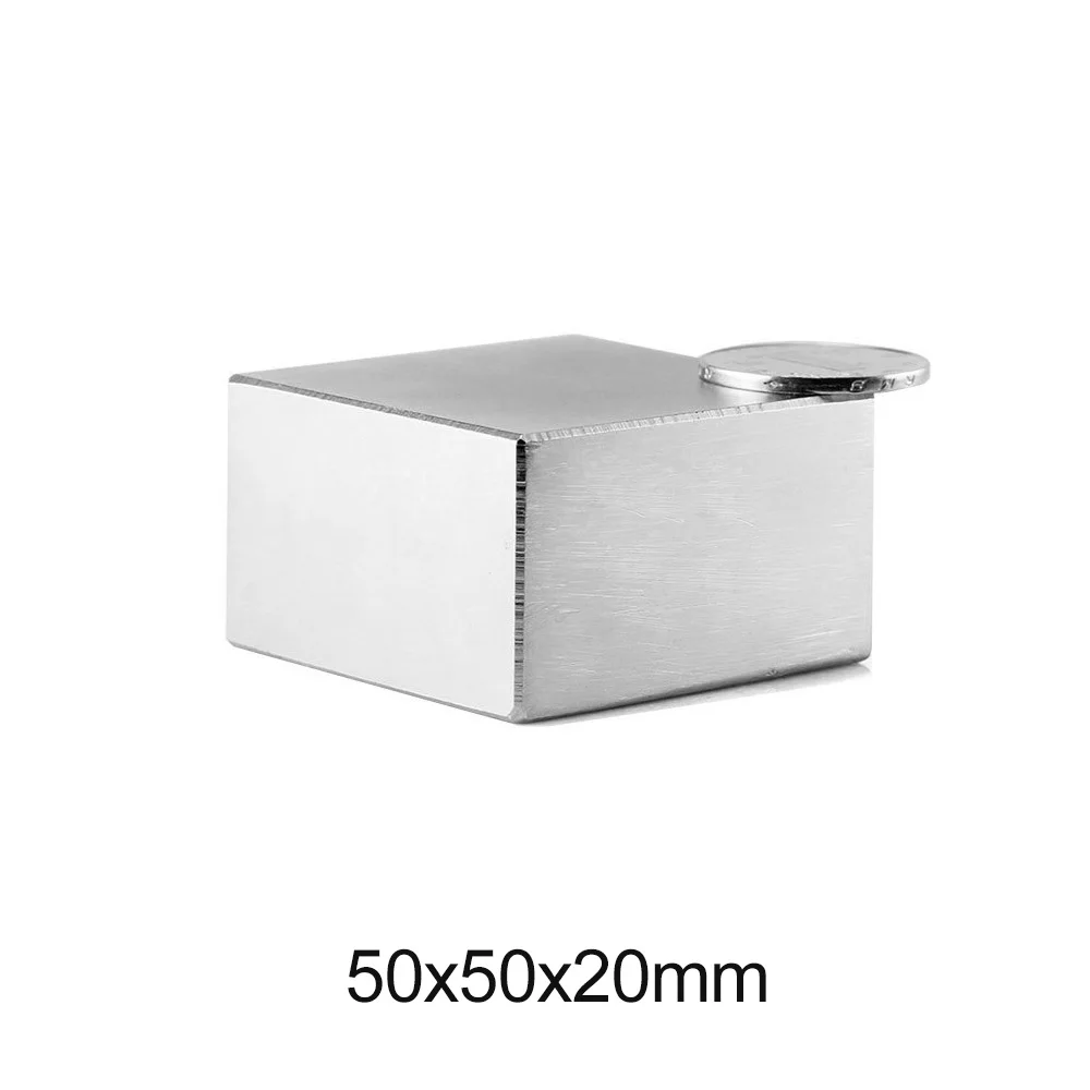 

1/2PCS 50x50x20 mm Thick Rare Earth Neodymium Magnet 50*50mm Super Powerful Strong Magnets 50x50x20mm Big Block 50*50*20 mm